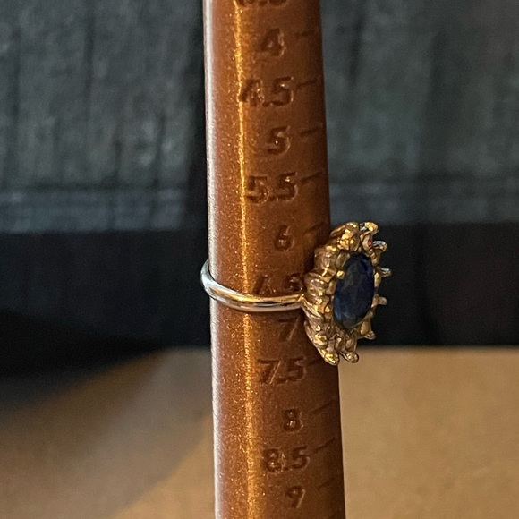 Vintage Blue Glass & Silver Toned Metal Ring Size 6.5 - Picture 11 of 13